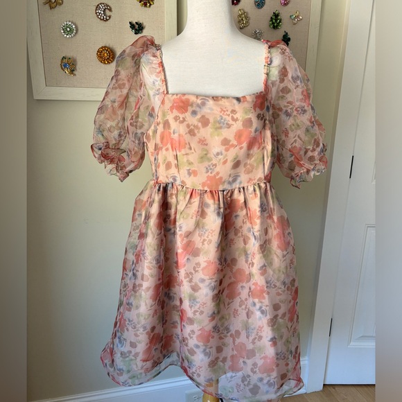 ENDLESS ROSE Floral Puff Mini Dress - Picture 5 of 16